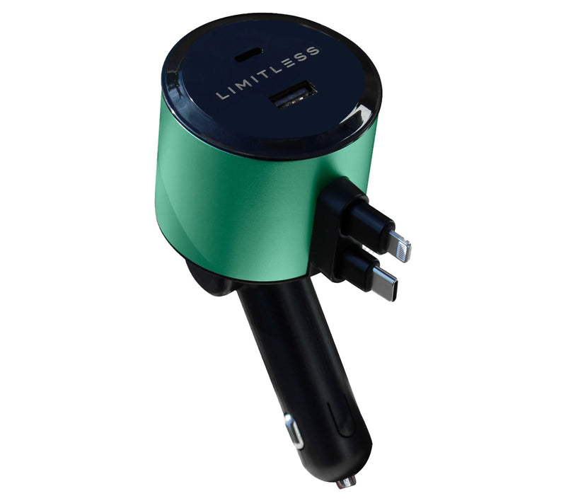 Limitless Car Charger w/ Retractable Lightning Type-C Cables — View 9