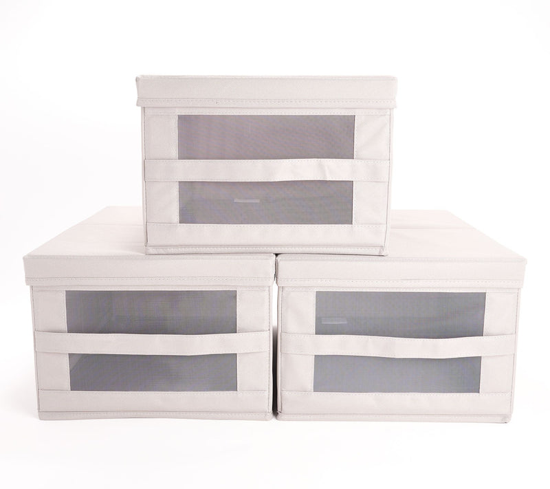 Cella Set of 3 Collapsible Storage Boxes with Mesh Window — View 2