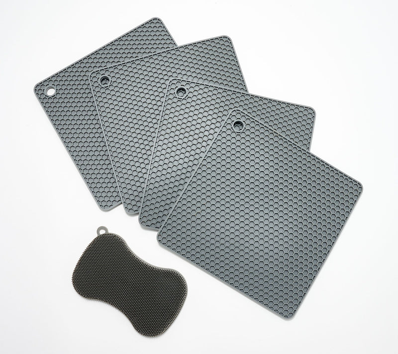 Kochblume Set of 4 Square Silicone Drying Mats w/ Silicone Sponge — Main view