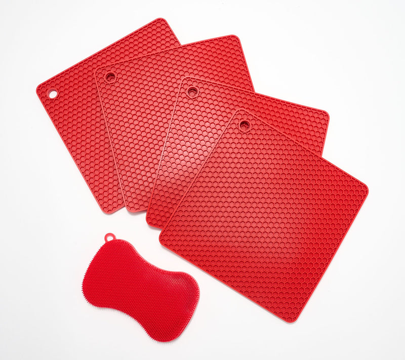 Kochblume Set of 4 Square Silicone Drying Mats w/ Silicone Sponge — View 9