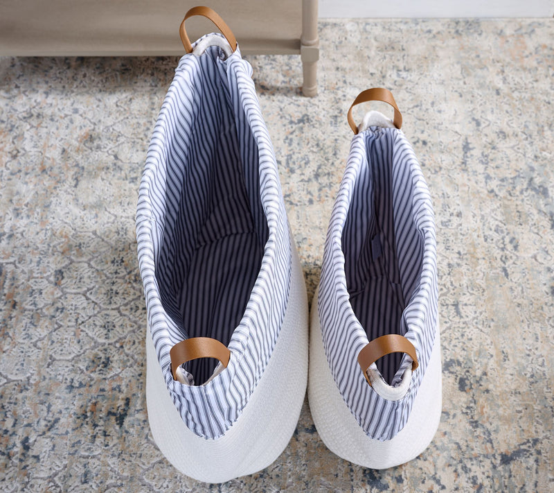 Cella Set of 2 Nesting Rope Baskets with Fabric Linning — View 2