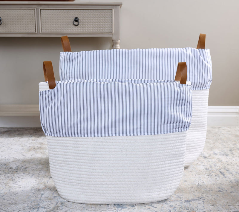 Cella Set of 2 Nesting Rope Baskets with Fabric Linning — View 6