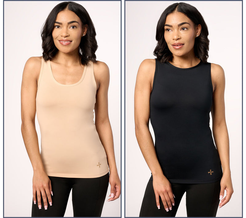 Tommie Copper Set of Scoop & High Neck Compression Tank Tops — View 3