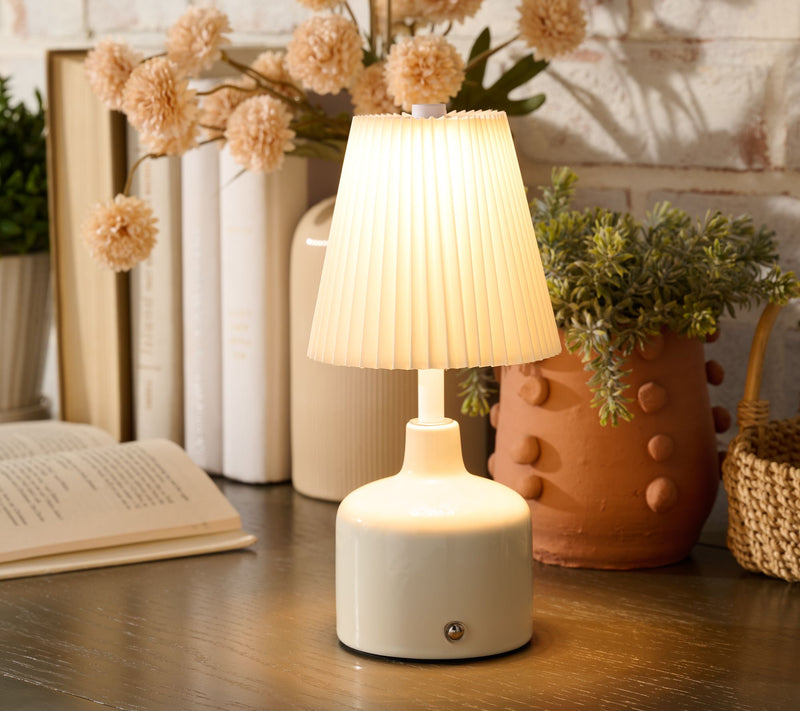 SecureBrite Rechargeable 9" Pleated Fabric Shade Touch Lamp — View 4