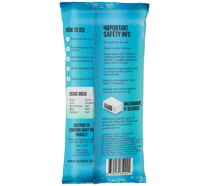 SCRUBZZ Ultra-Thick Rinse Free Bathing Wipes 72pc — View 7