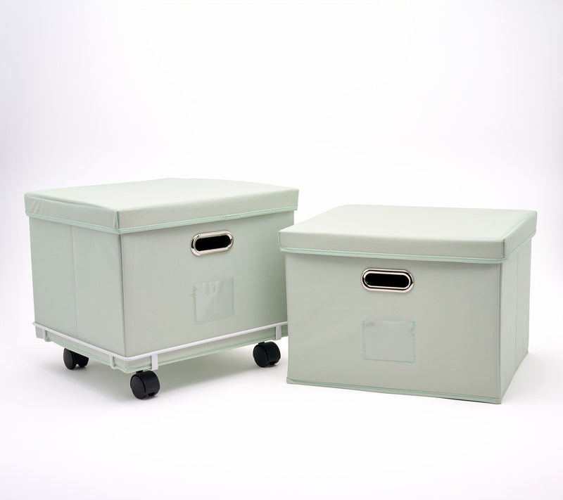 Cella Set of 2 Collapsible Storage Bins with Rolling Base — View 10