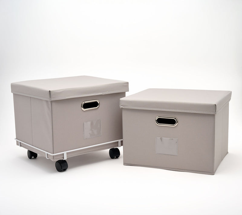 Cella Set of 2 Collapsible Storage Bins with Rolling Base — View 11