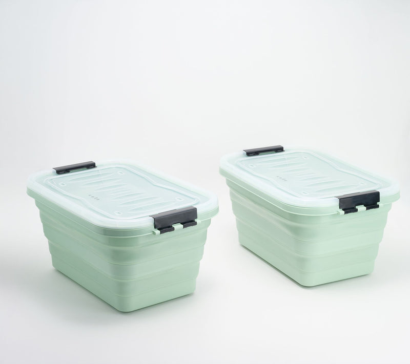 Cella Set of 2 XL Collapsible Storage Bins with Lids & Wheels — View 12