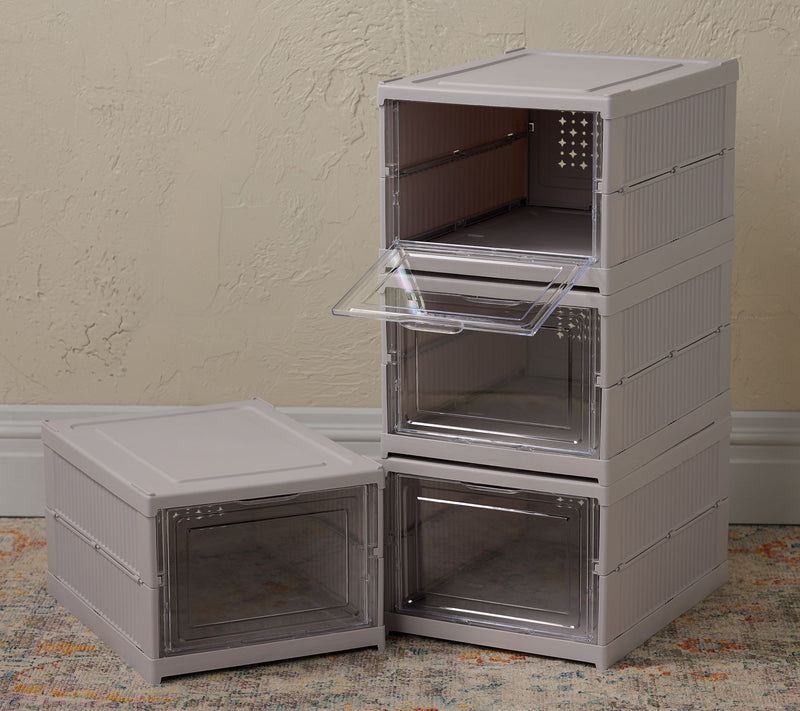 P.S. Home Set of 4 Collapsible Stackable Storage Boxes — View 2