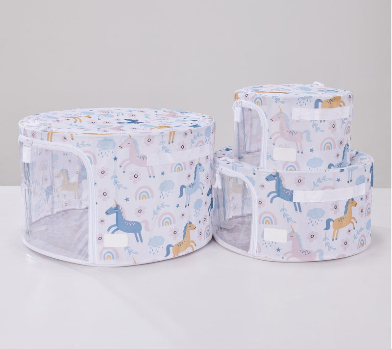 Periea Set of 3 Round Childrens Collapsible Storage Boxes — View 14