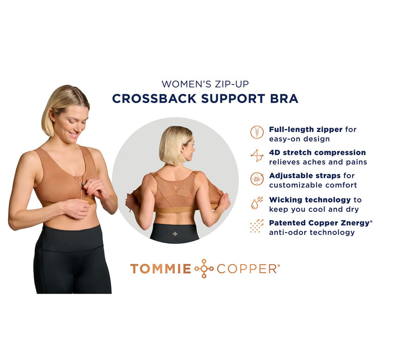 Tommie Copper Posture Support Crossback Bra with Zipper — View 13