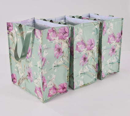 Periea Set of 3 Insulated Shopper Totes W/ Hook & Loop Closure