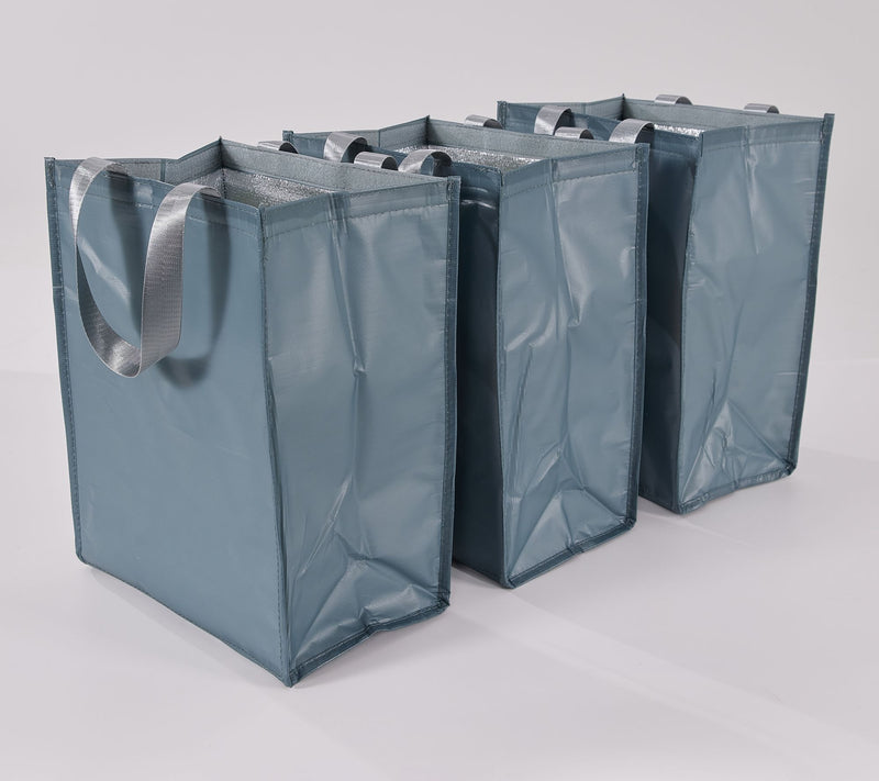 Periea Set of 3 Insulated Shopper Totes W/ Hook & Loop Closure — View 14