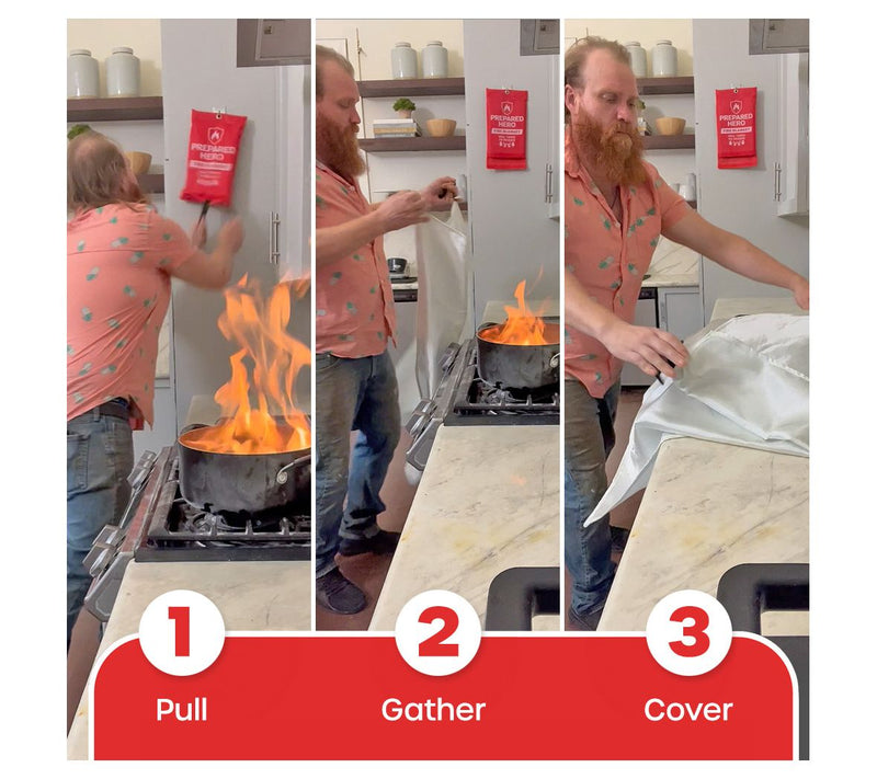 Prepared Hero Set of 3 Fire Blanket with 3 Hooks — View 4