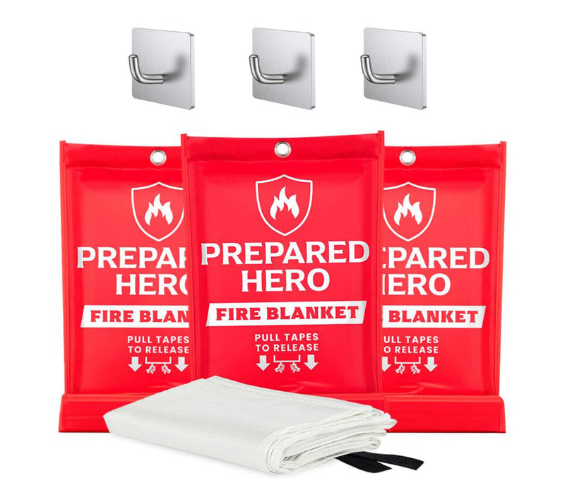 Prepared Hero Set of 3 Fire Blanket with 3 Hooks — Main view